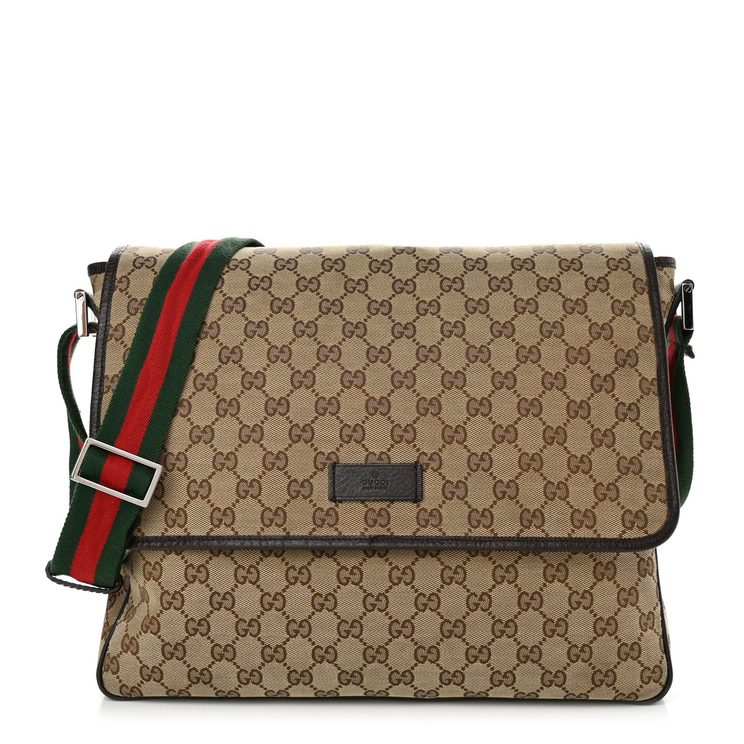 Monogram Web Medium Flap Messenger Beige Dark Brown