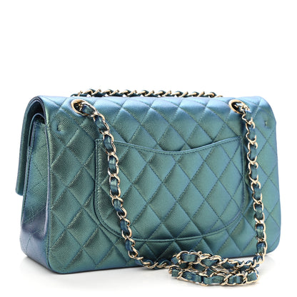 Chanel Iridescent Caviar Quilted Medium Double Flap Green 3 of 11