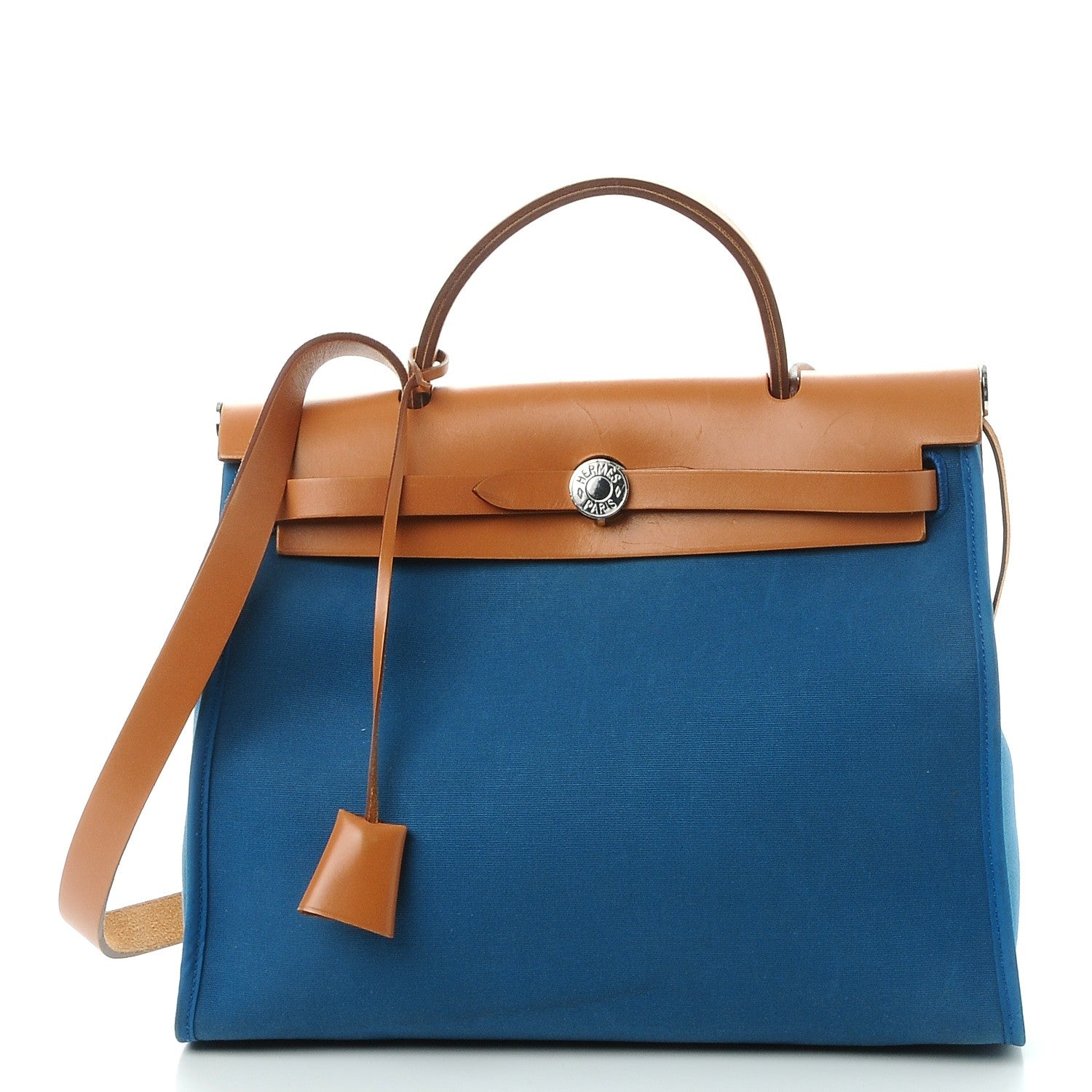 Hermes Vache Hunter Toile Herbag Zip 31 PM Bleu Natural 1 of 16