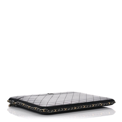 Chanel Lambskin Quilted Chain Around Tablet Holder Crossbody Black 3 of 11