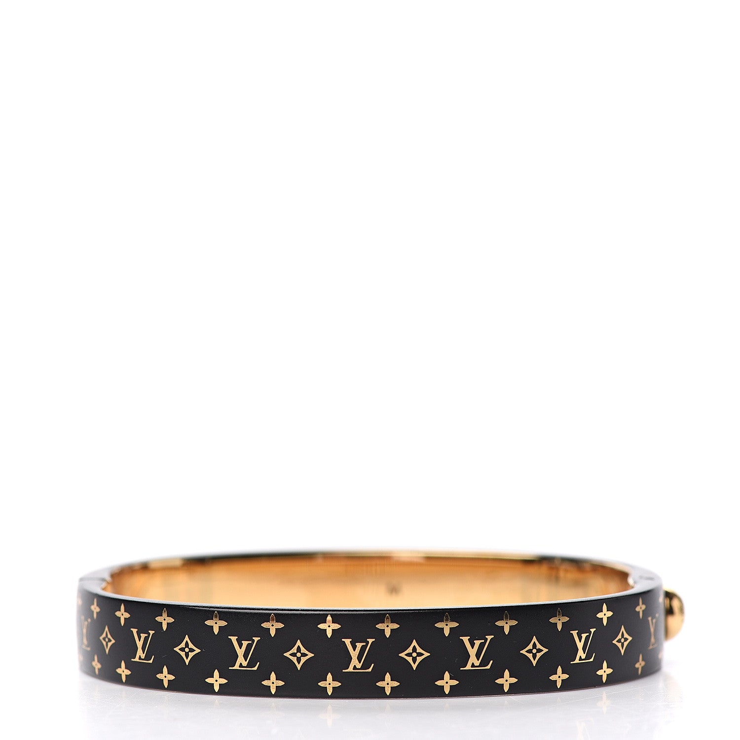 Louis Vuitton Monogram Nanogram Cuff M Black Gold 2 of 5