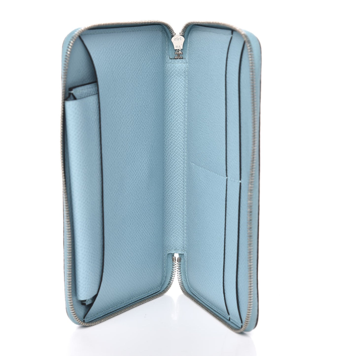 Epsom Printed Silk Flamingo Party Soie-Cool Wallet Mykonos Bleu Atoll