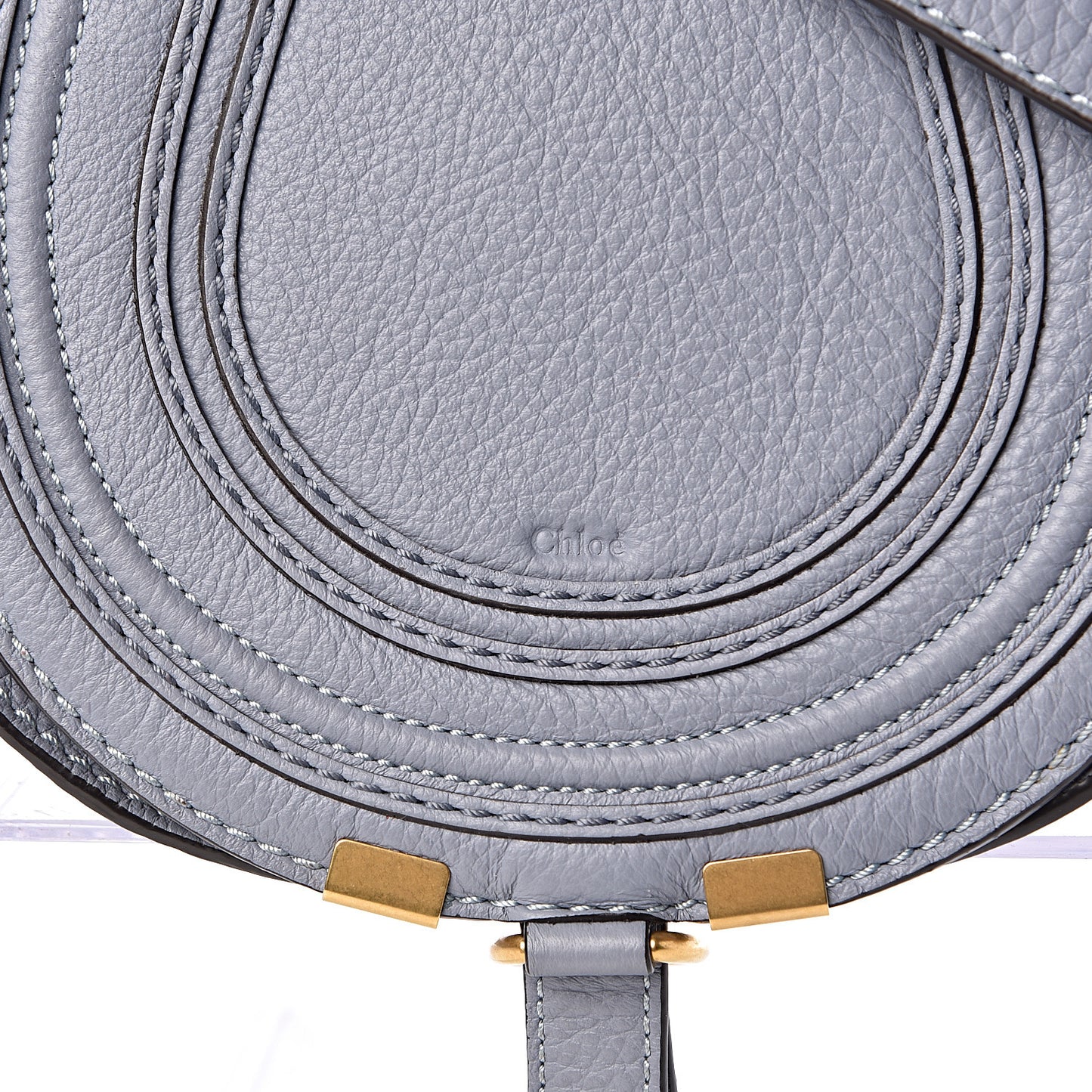 Calfskin Mini Marcie Round Crossbody Bag Washed Blue