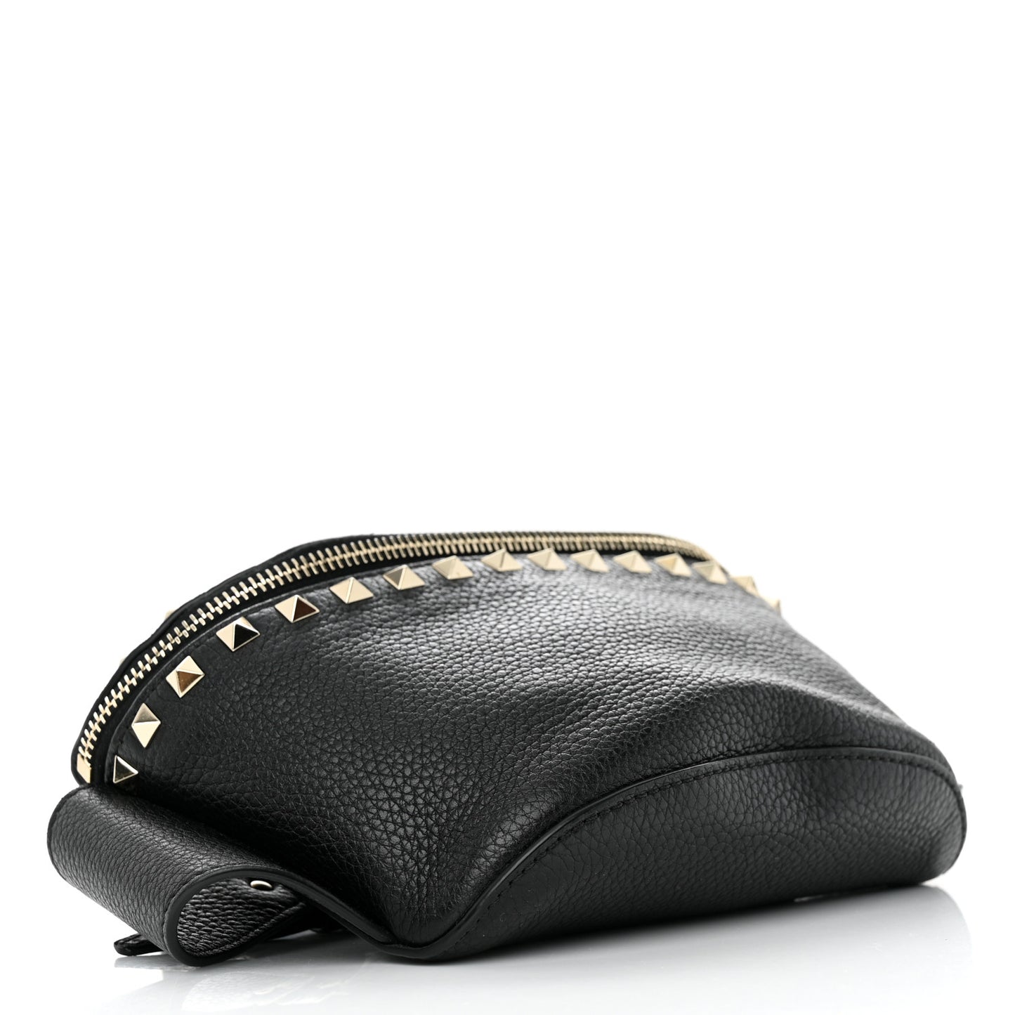 Grainy Calfskin Rockstud Belt Bag Black