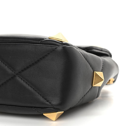 Valentino Garavani Nappa Large Roman Stud Shoulder Bag Black 10 of 11