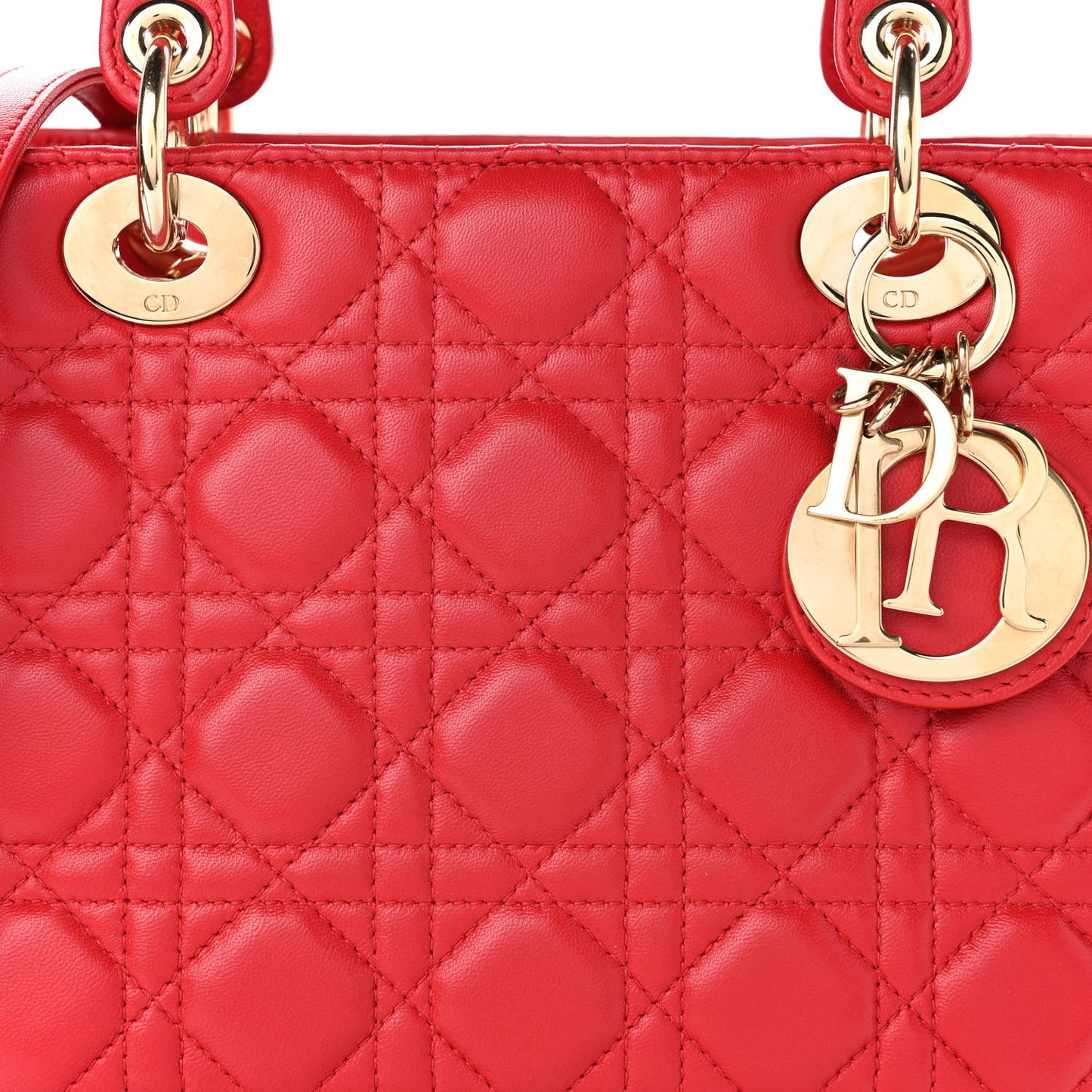Lambskin Cannage Medium Lady Dior Red