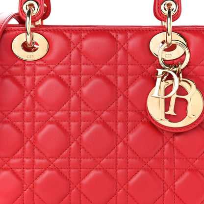 Christian Dior Lambskin Cannage Medium Lady Dior Red 8 of 10