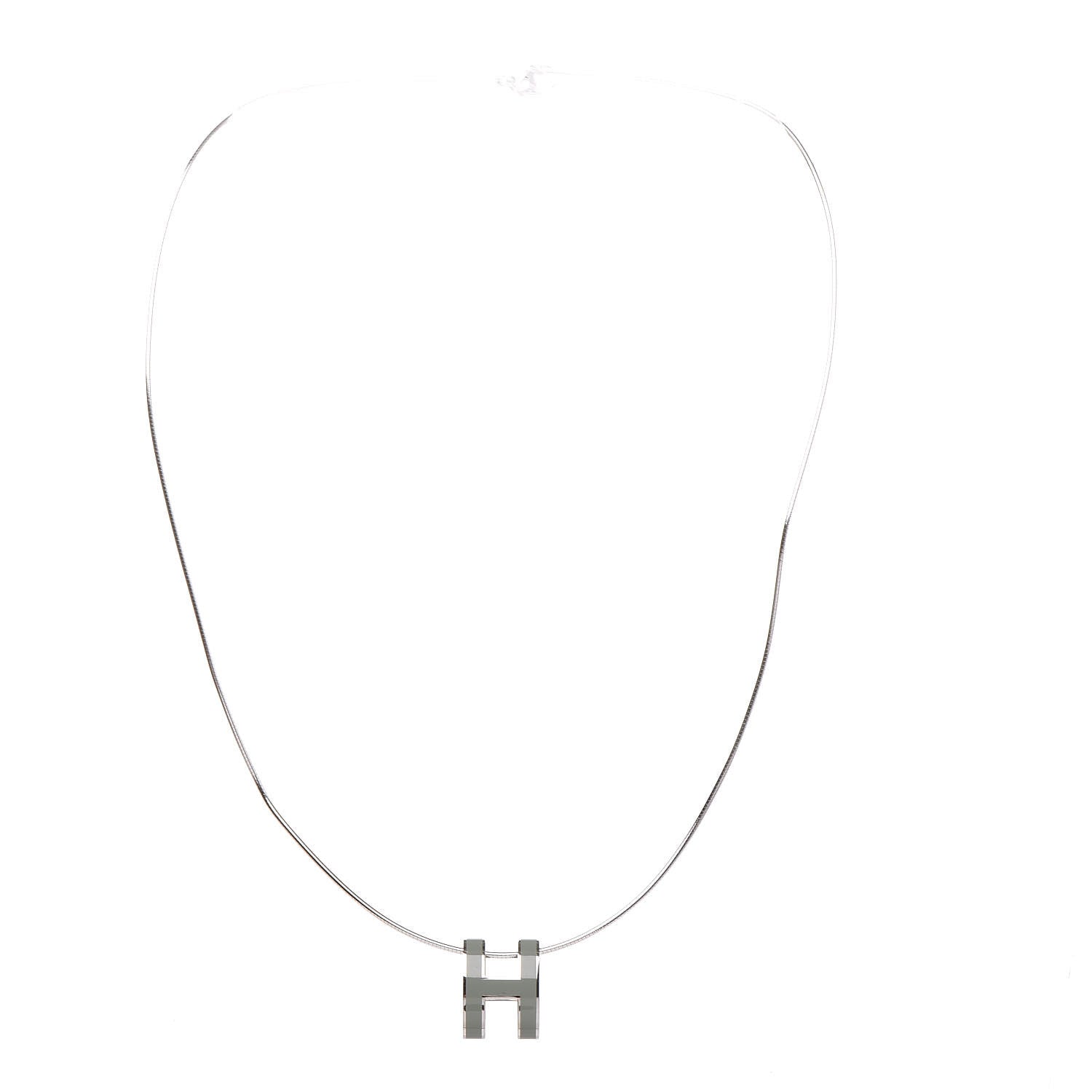 Hermes Lacquered Palladium Pop H Necklace Jade 3 of 6