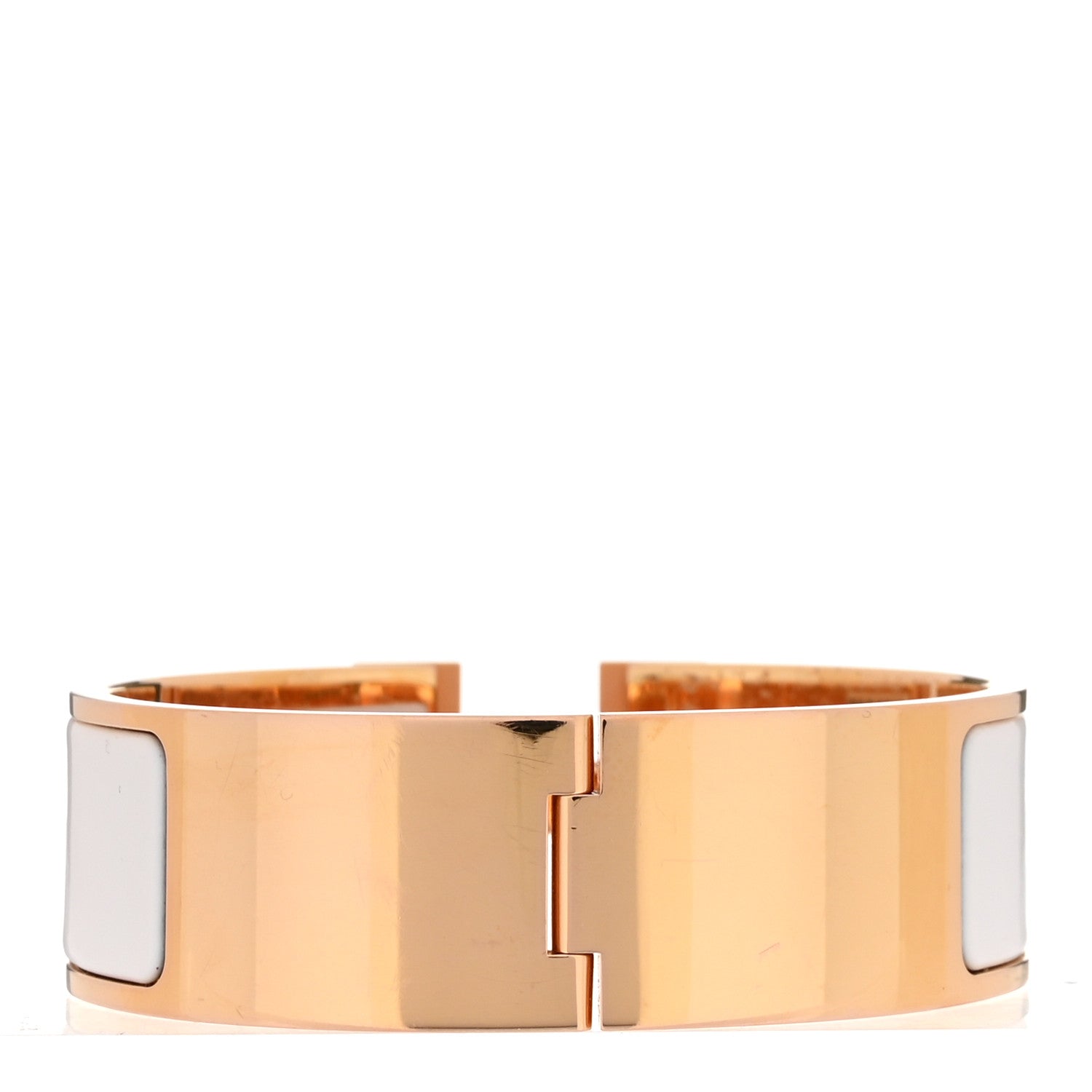 Hermes Enamel Wide Clic Clac H Bracelet GM White 1857625
