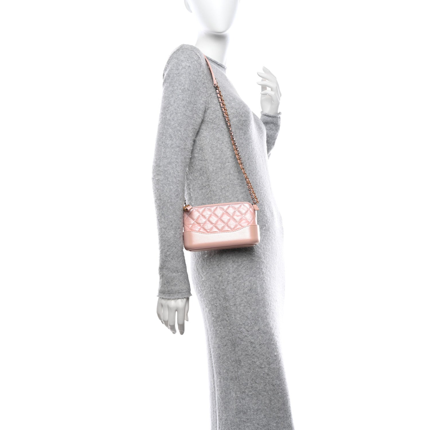 Chanel Iridescent Lambskin Calfskin Quilted Small Gabrielle Clutch With Chain Light Pink 2 of 11