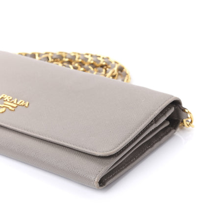 Prada Saffiano Metal Oro Chain Wallet Argilla 6 of 9