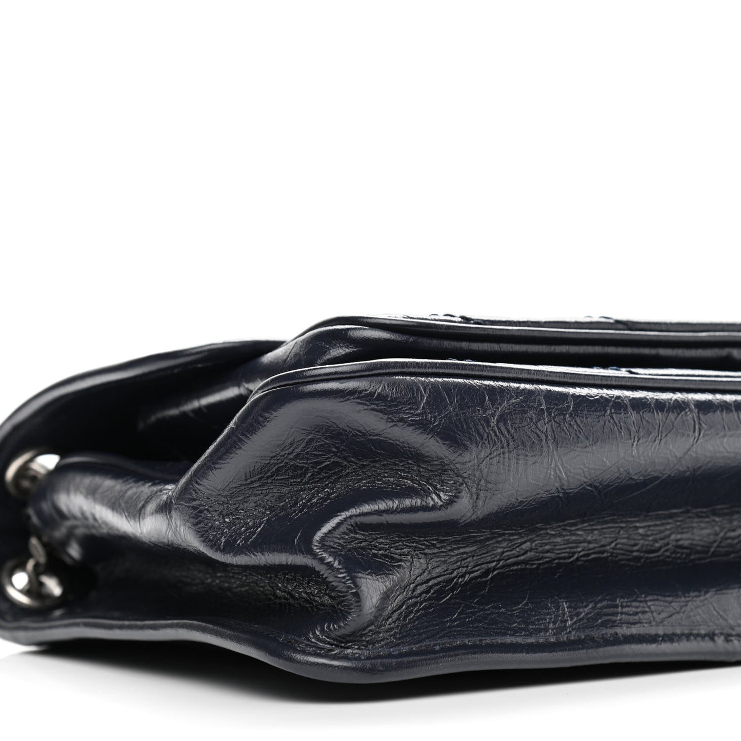 Crinkled Calfskin Matelasse Monogram Medium Niki Chain Satchel Deep Marine