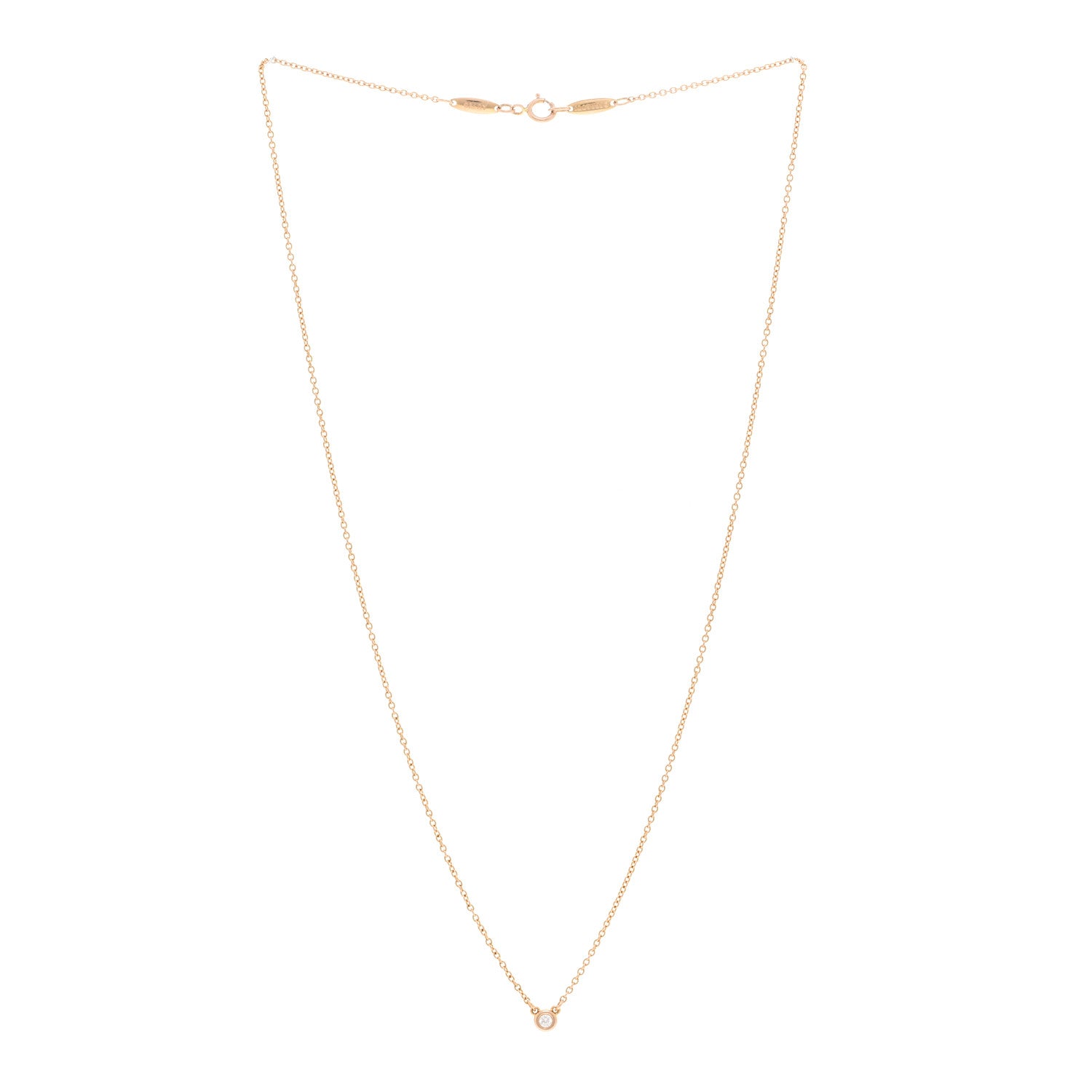 Tiffany 18K Rose Gold Diamond .05ct Elsa Peretti Diamonds by the Yard Pendant Necklace 3 of 4
