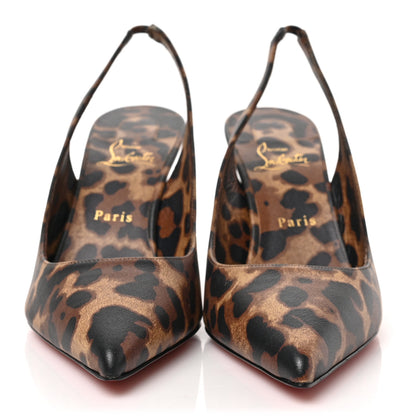 Christian Louboutin Calfskin Leopard Kate Slingback 85 Pumps 41 Brown 2 of 8