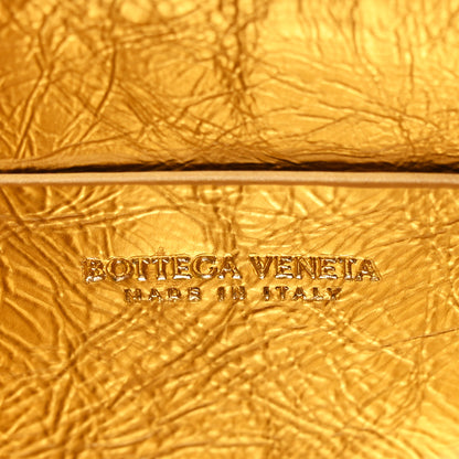 Bottega Veneta Laminated Calfskin Intrecciato Embossed Wood Effect Concert Pouch Gold 5 of 10