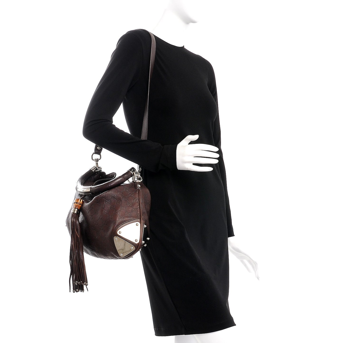 Guccissima Medium Indy Top Handle Hobo Dark Brown