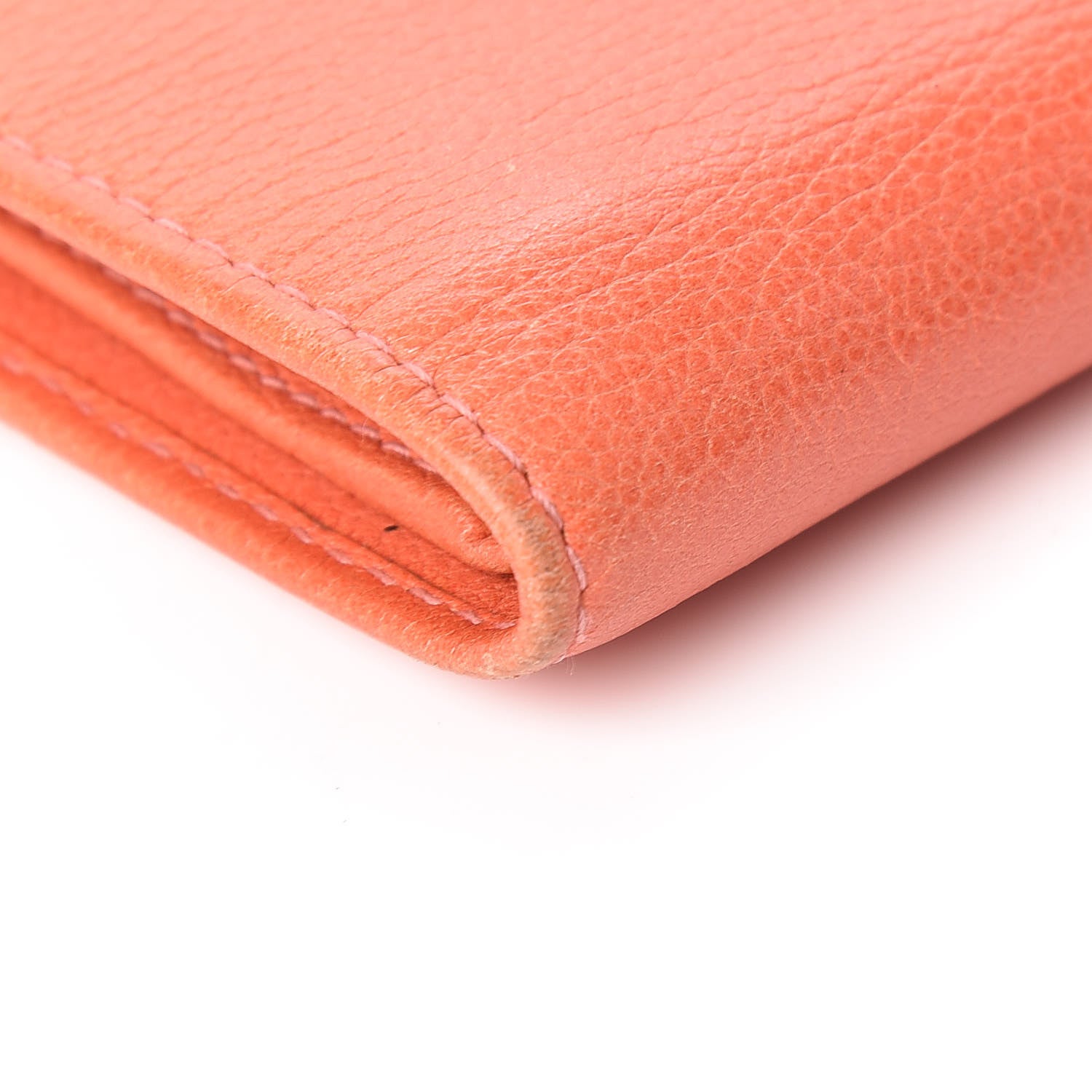 Chanel Goatskin Camellia Embossed Bi-Fold Wallet Coral 12 of 12