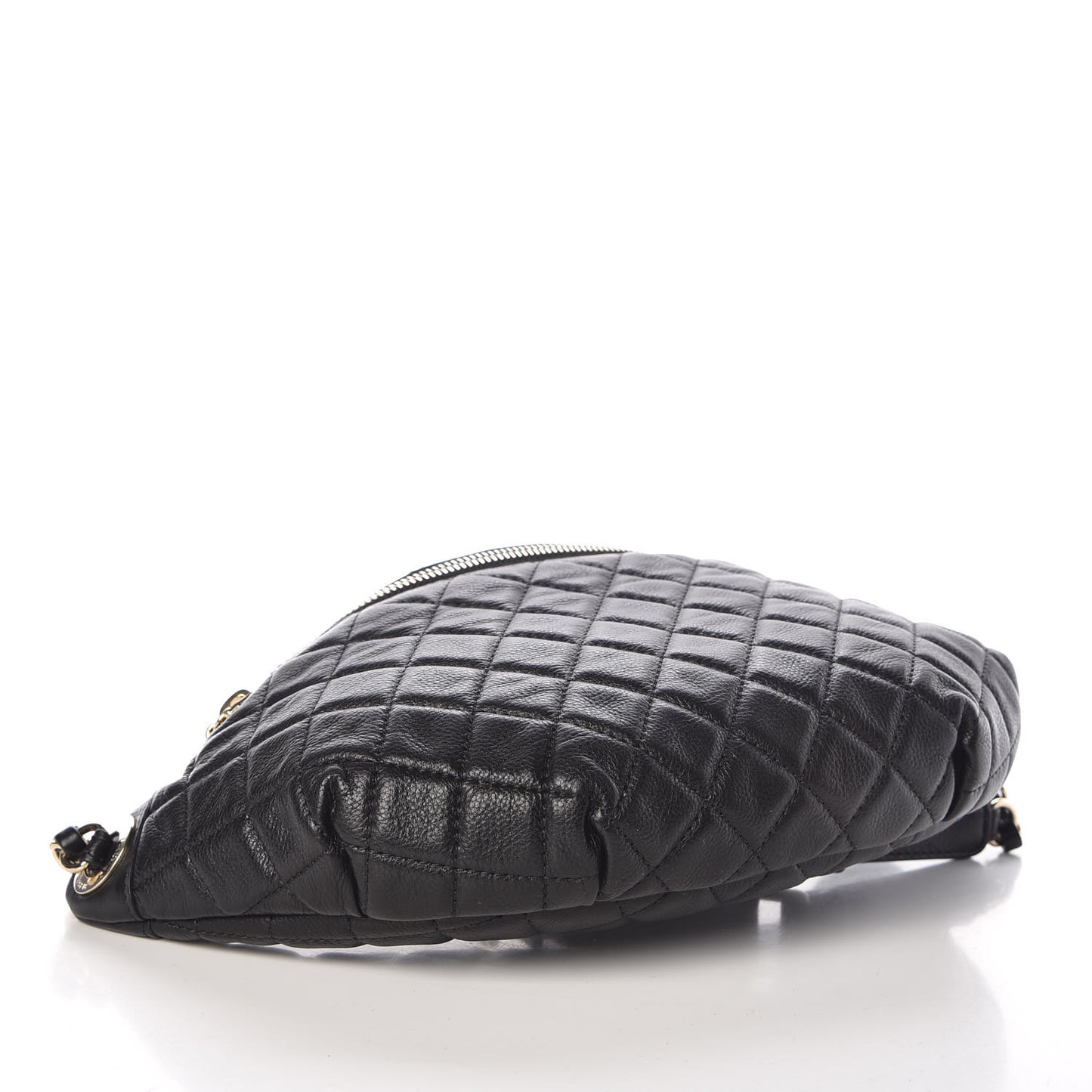 Calfskin Quilted Banane Waist Bag Fanny Pack Black
