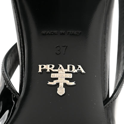 Prada Patent Triangle Logo Slingback Pumps 37 Cipria 7 of 8