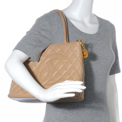 Chanel Caviar Quilted Medallion Tote Beige 2 of 8