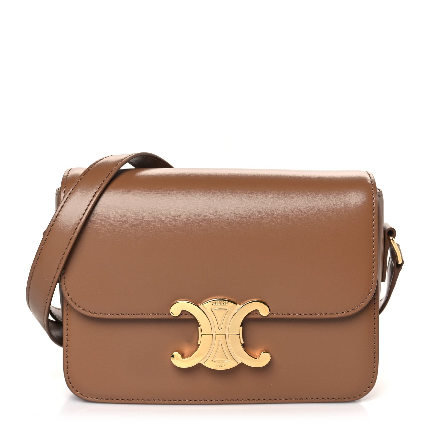 Celine Shiny Calfskin Teen Triomphe Bronze 1 of 9