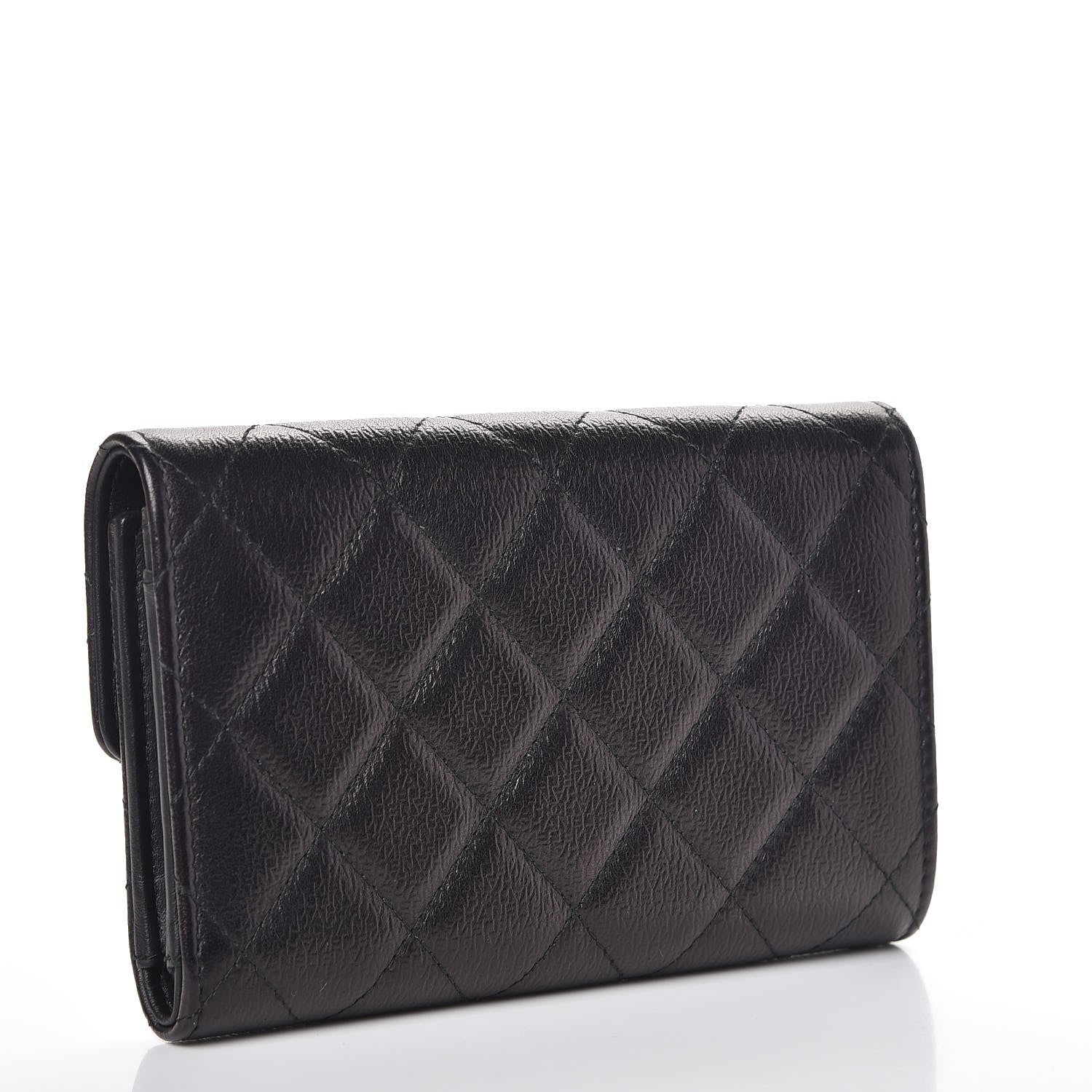 Chanel Letter Calfskin Embossed Quilted Small Flap Wallet Black 3 of 8