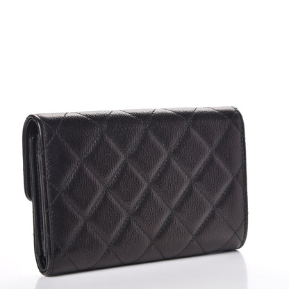 Chanel Letter Calfskin Embossed Quilted Small Flap Wallet Black 3 of 8