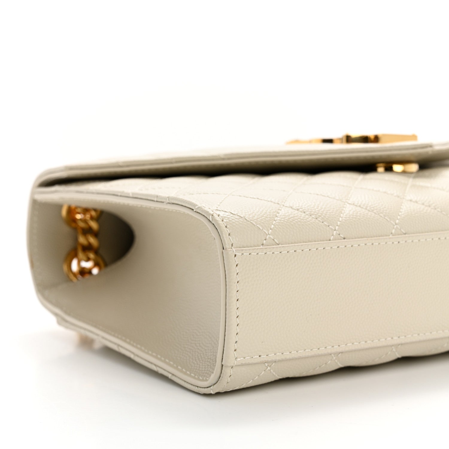 Saint Laurent Grain De Poudre Textured Mixed Matelasse Medium Triquilt Monogram Satchel Crema Soft 10 of 11