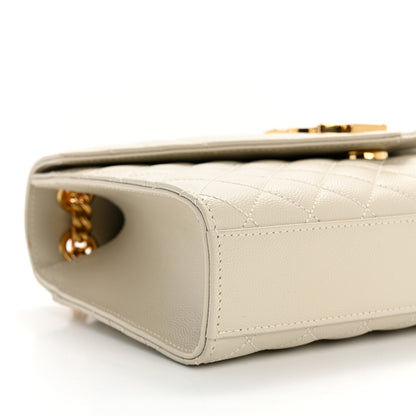 Saint Laurent Grain De Poudre Textured Mixed Matelasse Medium Triquilt Monogram Satchel Crema Soft 10 of 11