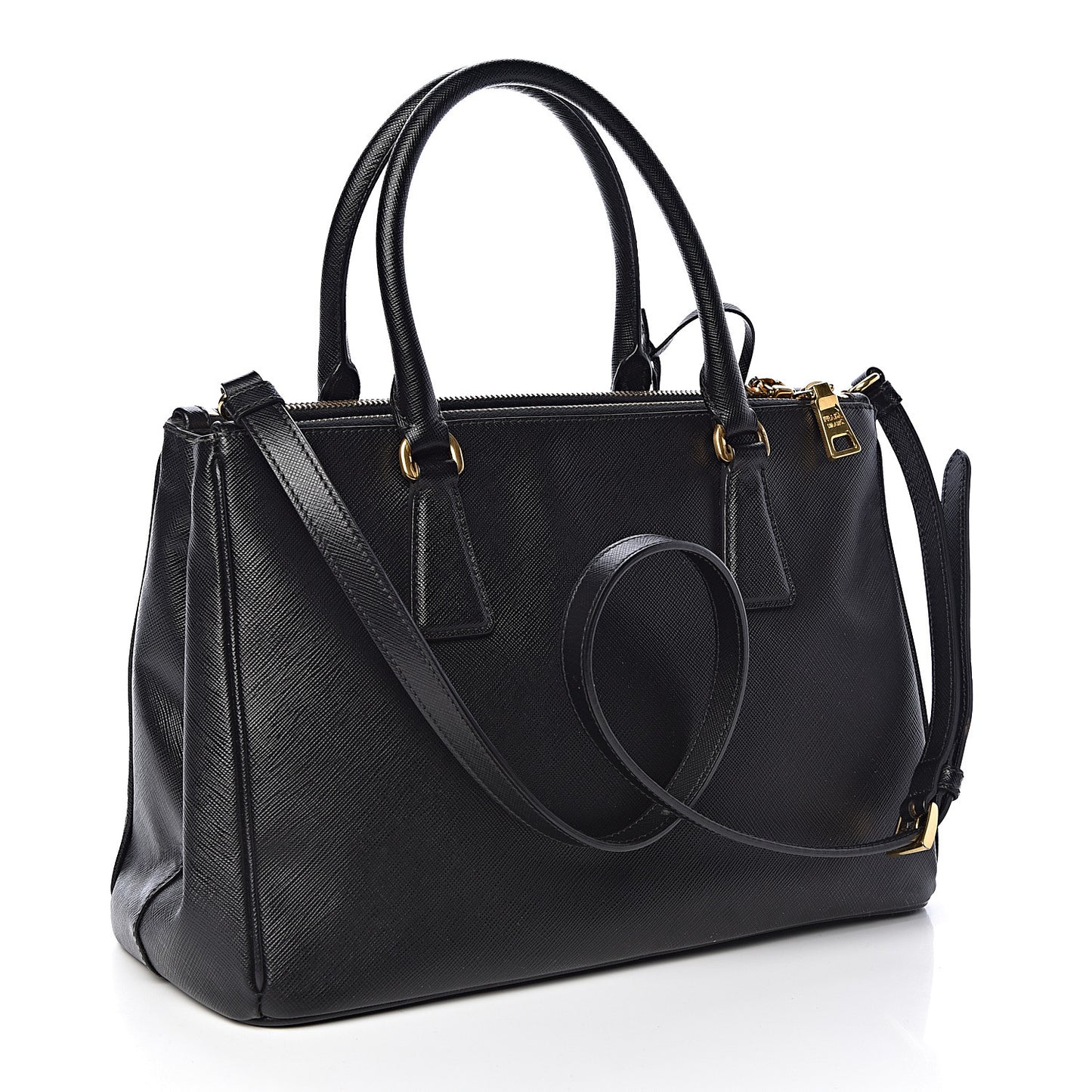 Saffiano Small Galleria Double Zip Tote Black