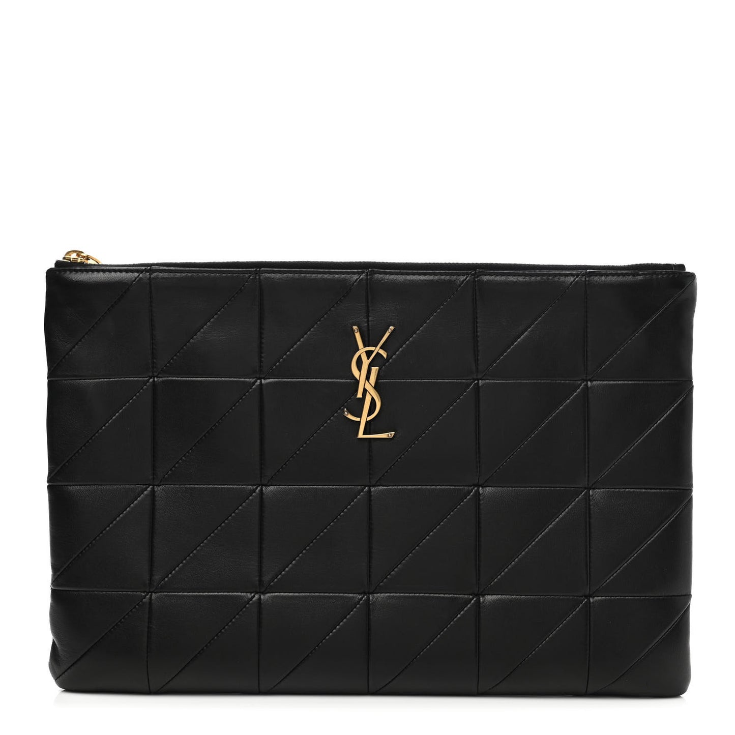 Lambskin Patchwork Monogram Jamie Document Holder Black