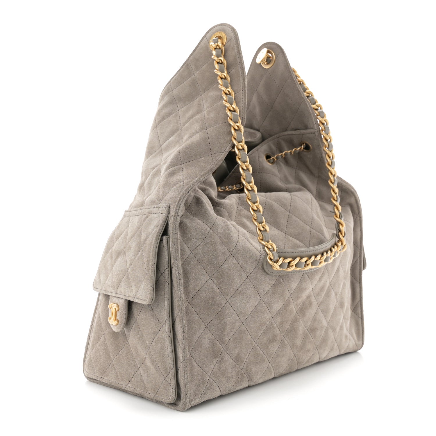 Chanel Suede Quilted Medium Chanel 25 Handbag Dark Grey 4 of 15