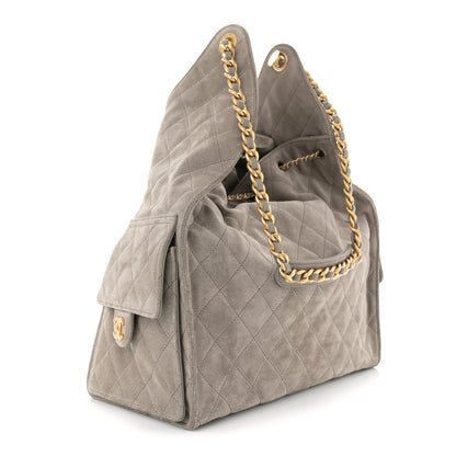 Chanel Suede Quilted Medium Chanel 25 Handbag Dark Grey 4 of 15