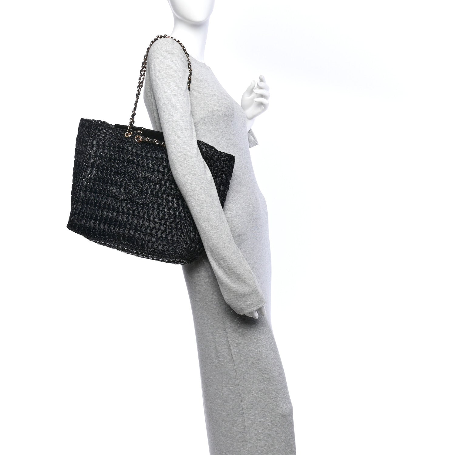 Chanel Raffia Coco Beach Shopping Bag Black 2 of 10