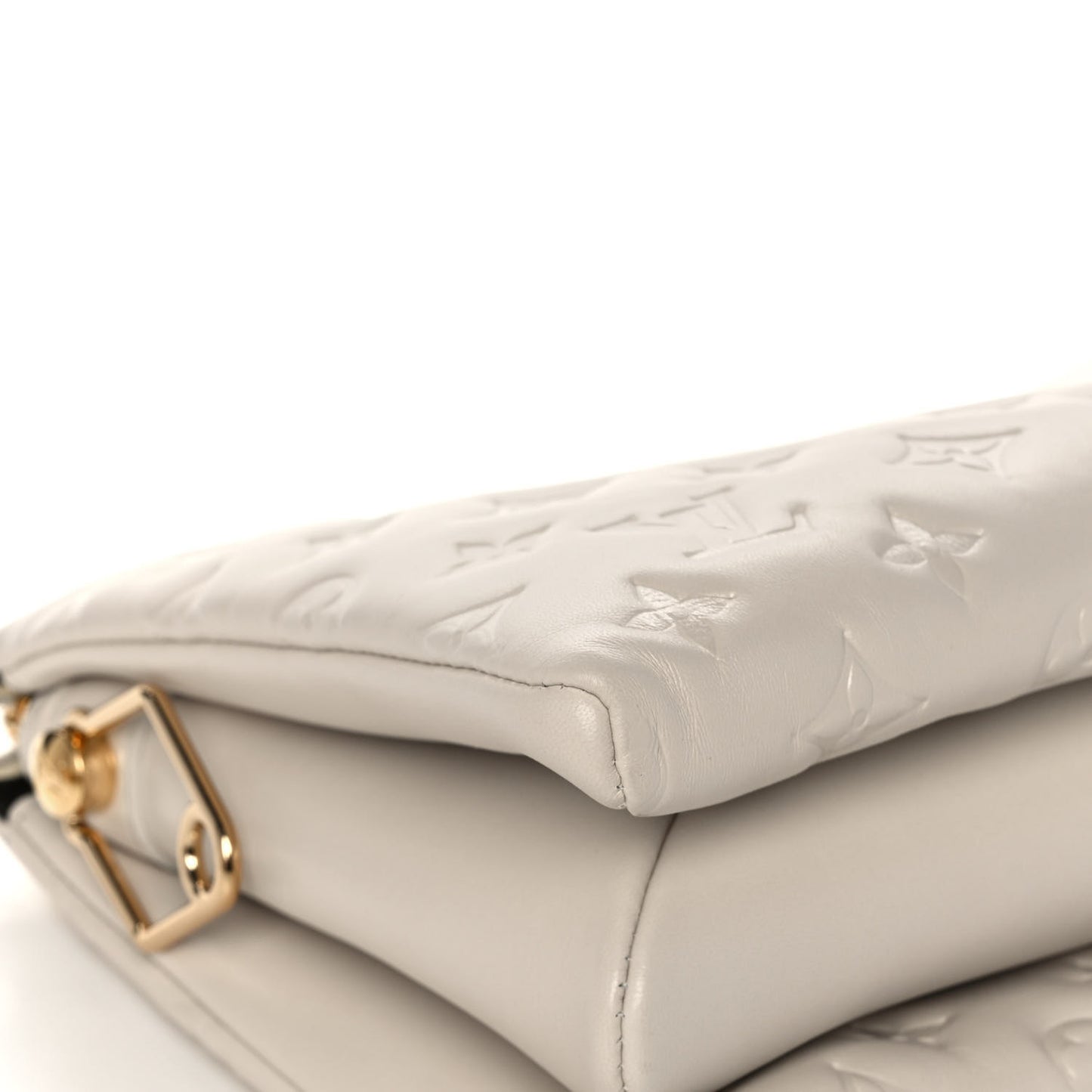 Lambskin Embossed Monogram Coussin PM Cream
