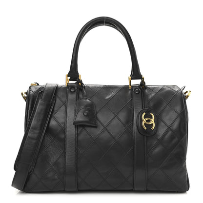 Chanel Calfskin Stitched CC Boston Black 1 of 16