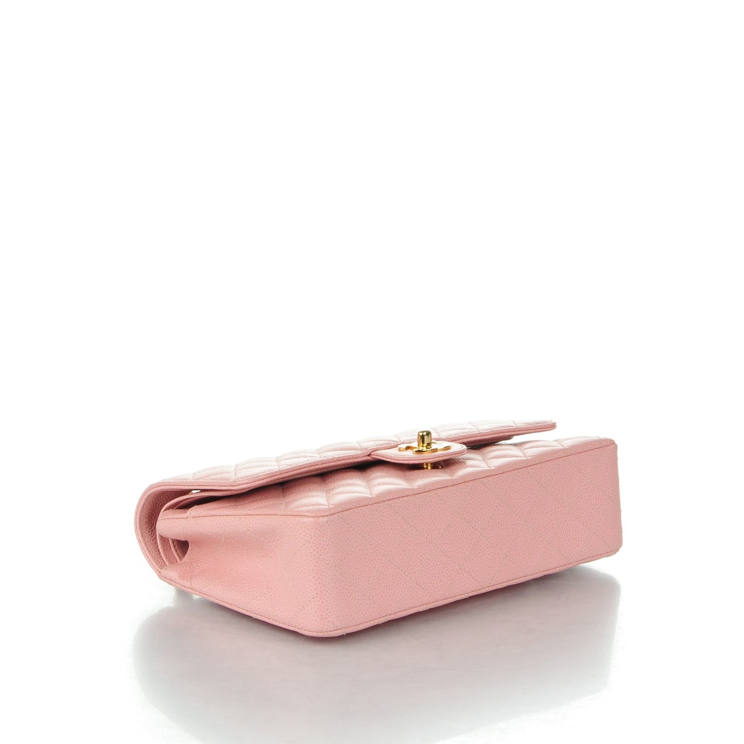 Caviar Quilted Medium Double Flap Pink