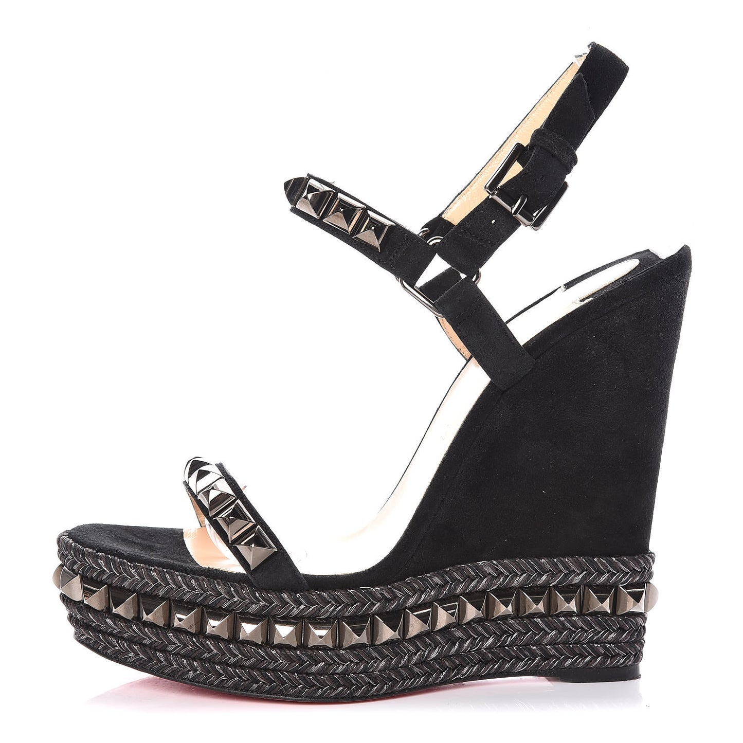 Calfskin Suede Cataclou 140 Wedge Sandals 39 Black Dark Gun