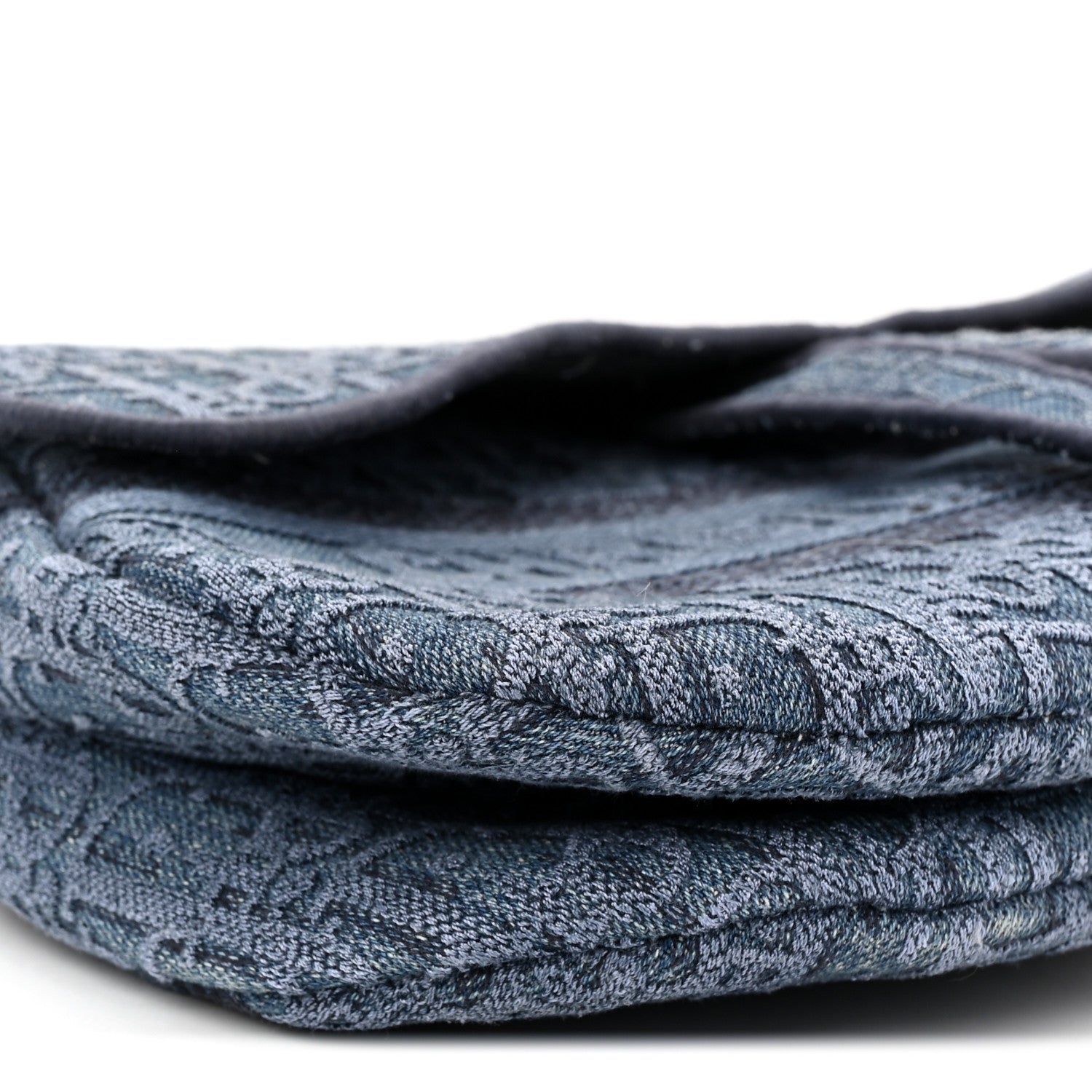 Christian Dior Oblique Embroidered Saddle Bag Denim Blue 9 of 11