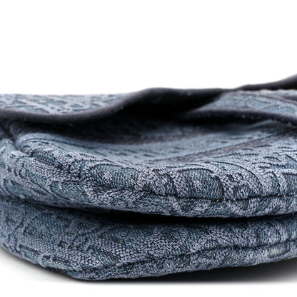 Christian Dior Oblique Embroidered Saddle Bag Denim Blue 9 of 11