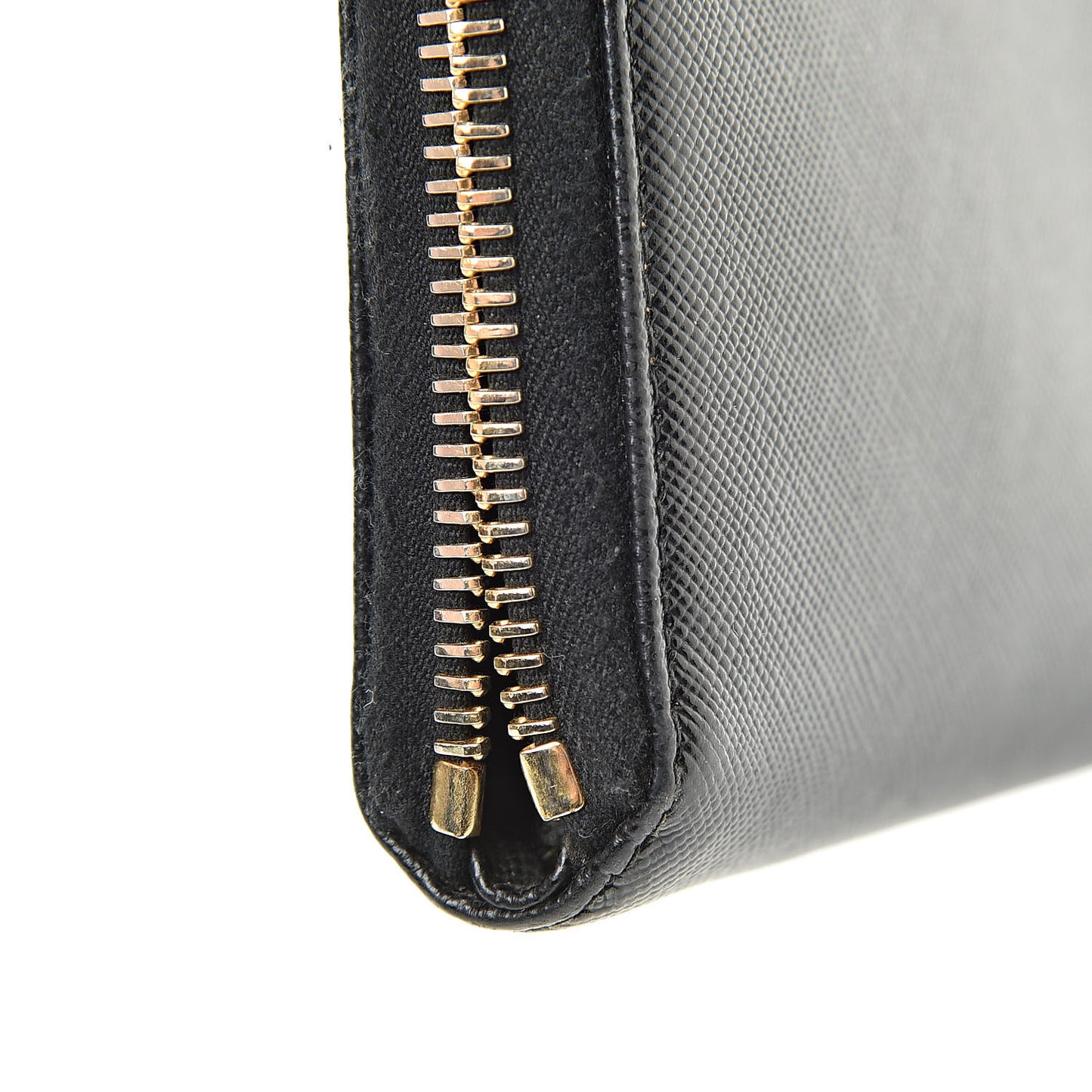 Saffiano Metal Zip Around Wallet Black