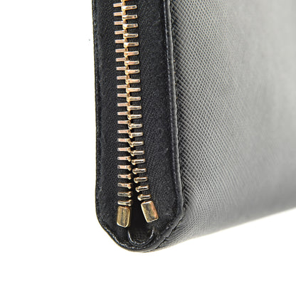 Prada Saffiano Metal Zip Around Wallet Black 8 of 10