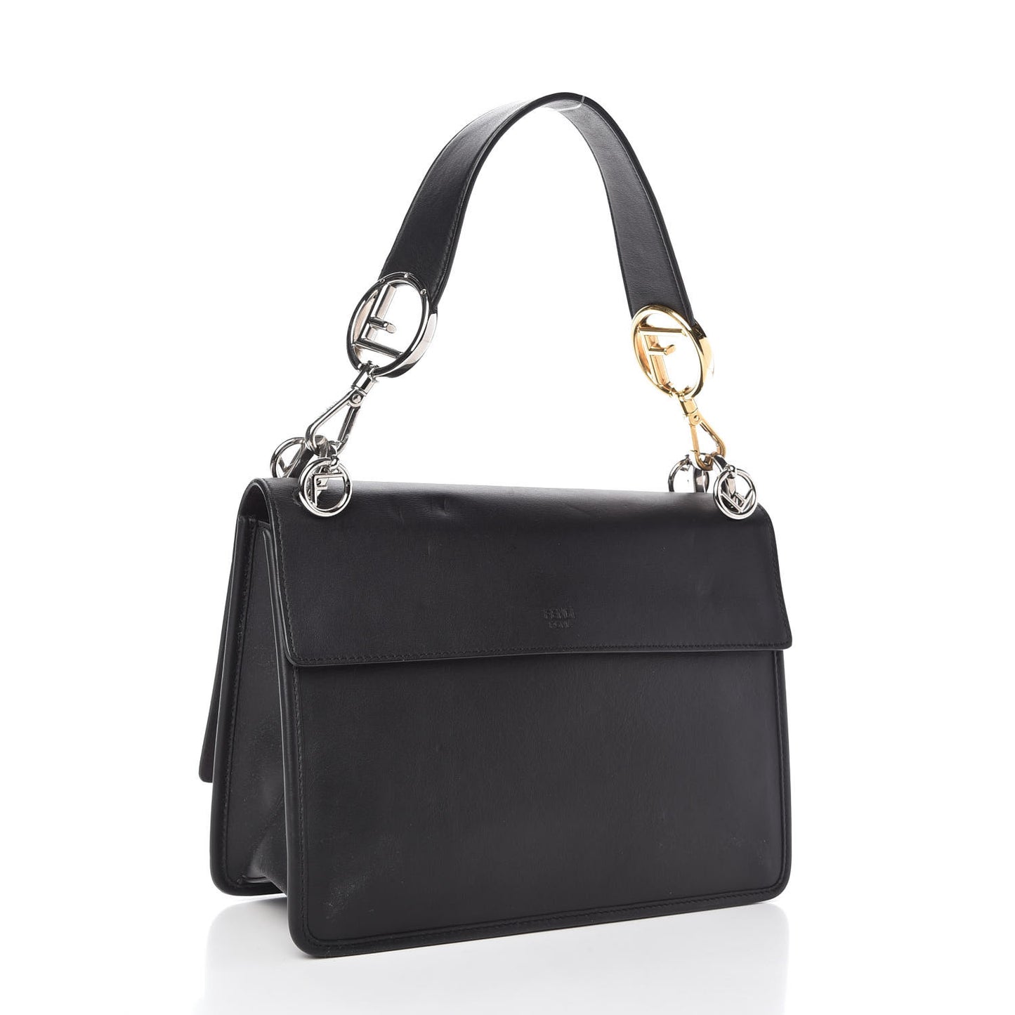 Vitello Century Velvet F is Fendi FF Kan I Shoulder Bag Black Tobacco