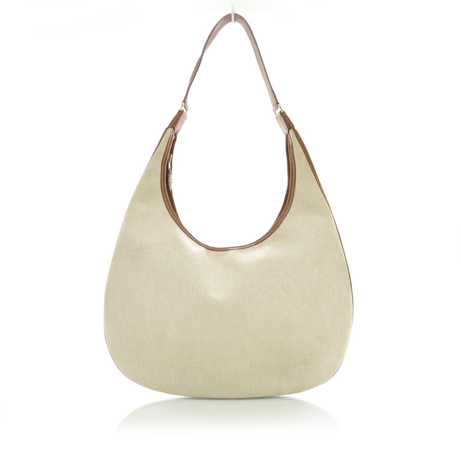 Hermes Toile and Natural Barenia Gao Shoulder Bag 1 of 8