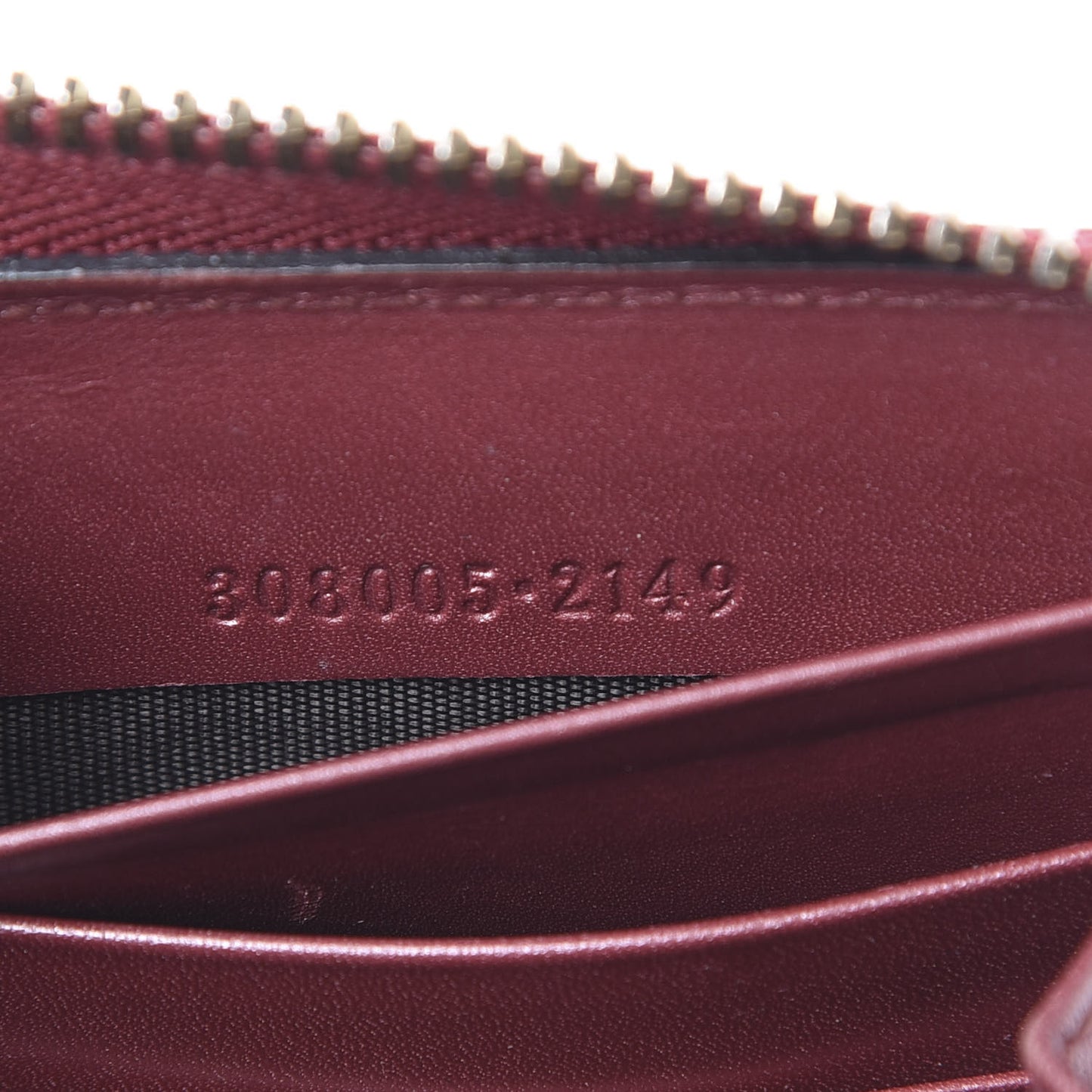 Shine Guccissima Margaux Calfskin Lovely Zip Around Wallet Tibet Red