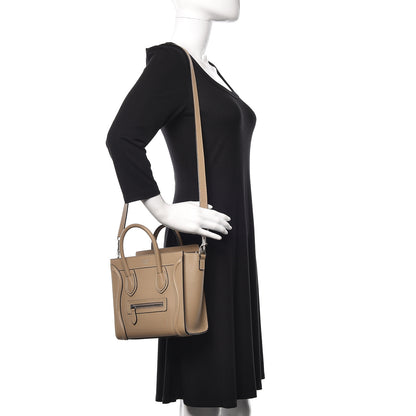 Celine Drummed Calfskin Nano Luggage Dune 2 of 10