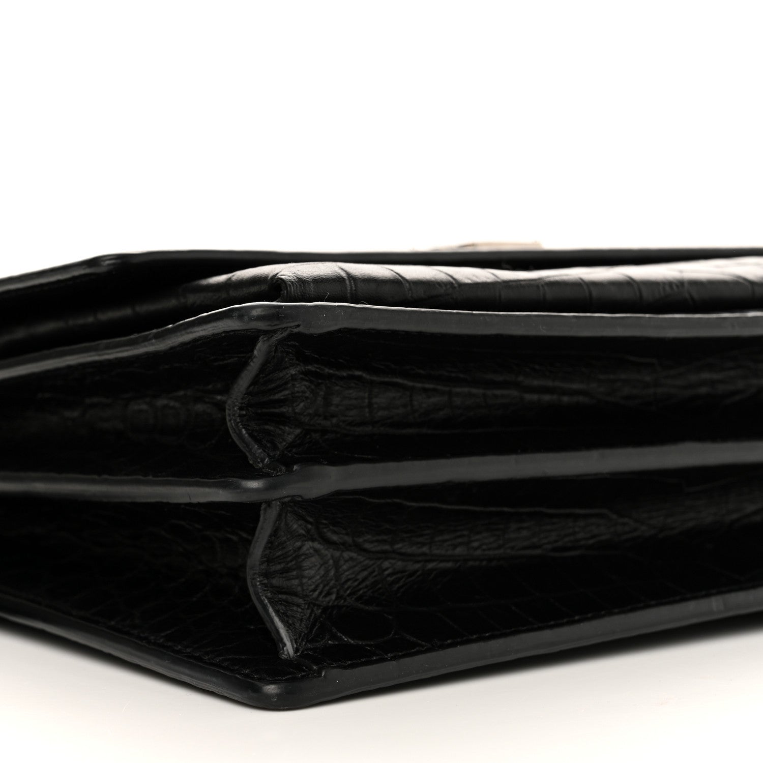 Saint Laurent Calfskin Crocodile Embossed Medium Monogram Sunset Black 9 of 14