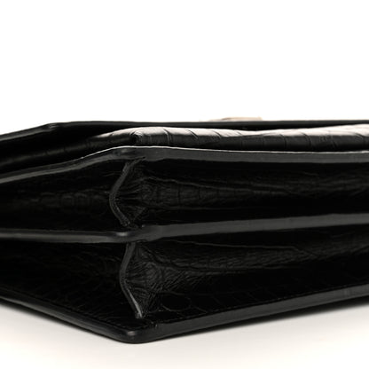 Saint Laurent Calfskin Crocodile Embossed Medium Monogram Sunset Black 9 of 14