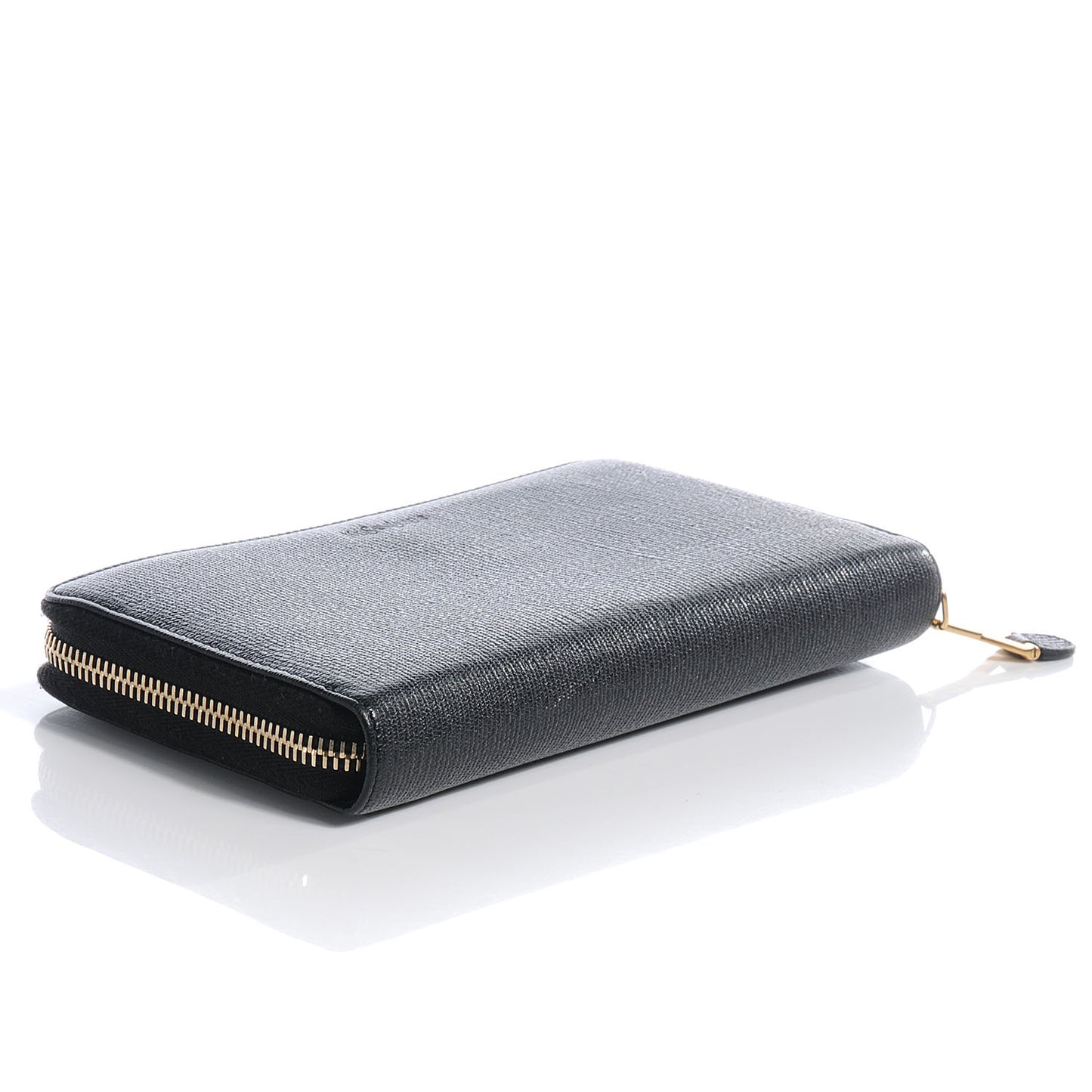 Textured Chyc Zip Around Wallet Black