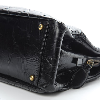 Chanel Glazed Crackled Calfskin Small Reissue Tote Black 10 of 11